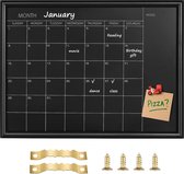 Kalenderbord, Maandkalender, 43 x 58 cm, zwarte lijst, magnetisch krijtbord voor planning/schoolplan/memo, hangbord voor kantoor, school en thuis (YLHB-BK-4358) NL