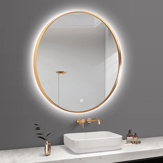 Miroir Salle de Bain Rond - Miroir Salle de Bain avec éclairage LED - Miroir  Salle de