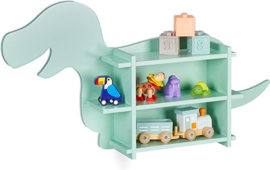 Relaxdays armoire pour enfants dino - support mural chambre d'enfant - armoire à jouets ouverte - bibliothèque pour enfants