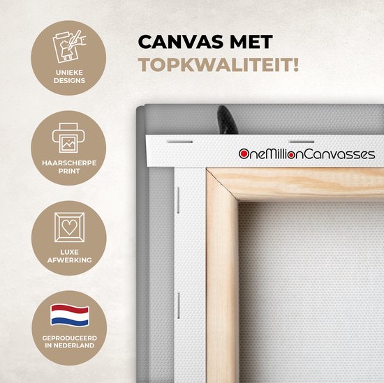 Canvas schilderij - Schotse hooglander zwart wit 120x80 - Kamer decoratie accessoires koe - Dieren schilderijen woonkamer - Wanddecoratie slaapkamer - Muurdecoratie keuken - Wanddoek interieur binnen - Woondecoratie huis - Woonaccessoires