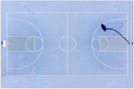 Poster Glanzend – Bovenaanzicht van Basketbalveld - 75x50 cm Foto op Posterpapier met Glanzende Afwerking