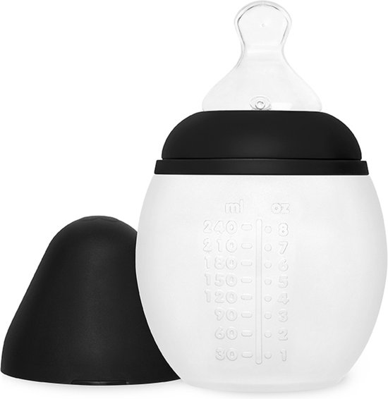 Babyflesje - Elhée Siliconen Babyfles 240 ml | Black