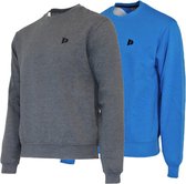 2 Pack Donnay - Fleece sweater ronde hals - Dean - Heren - Maat L - Charc-marl&True blue (537)