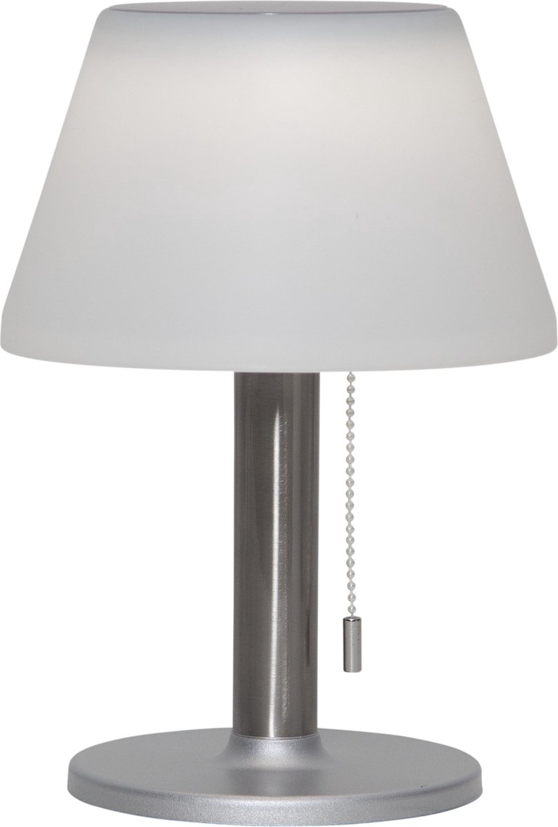 Solar LED tafellamp - Lamp met zonnepaneel - Ledlamp dimbaar - Zilver