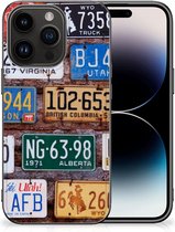 Telefoon Hoesje Geschikt voor iPhone 15 Pro Hippe Hoesjes met Zwarte rand Kentekenplaten