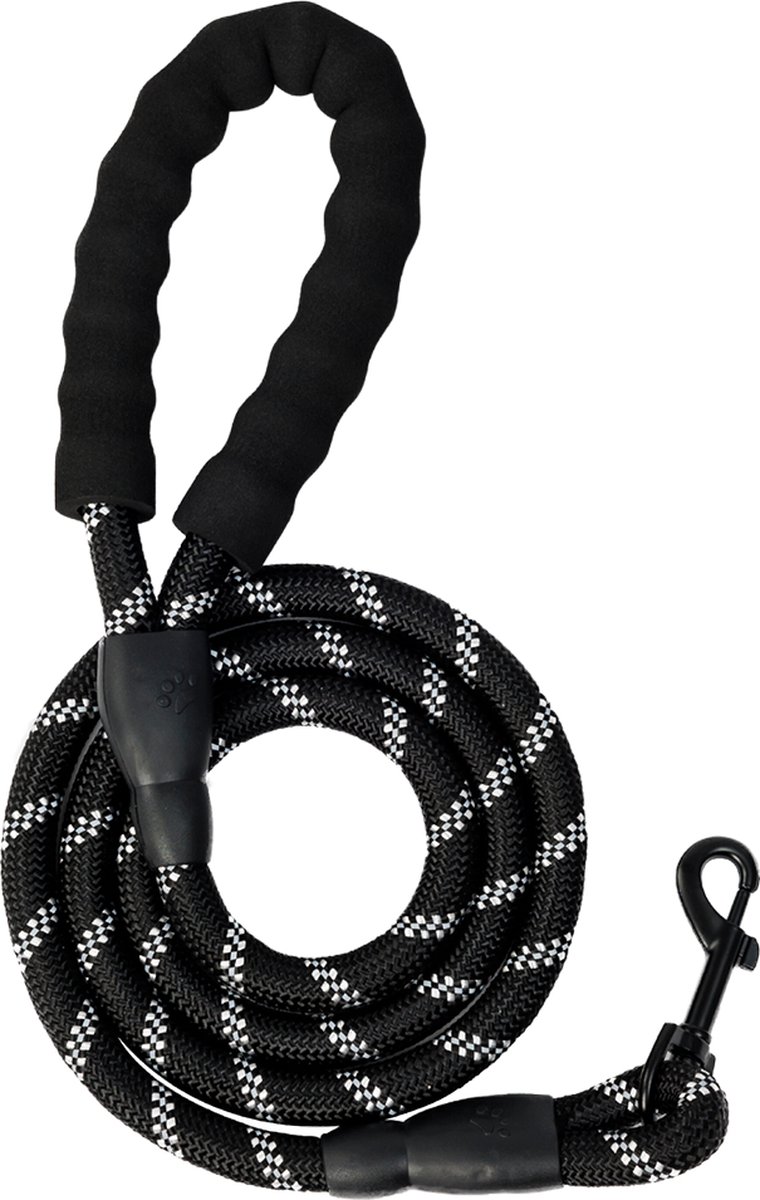 Hondenriem - Hondenhalsband - Reflecterend - Sterk - Stevig - 150 cm - Zwart