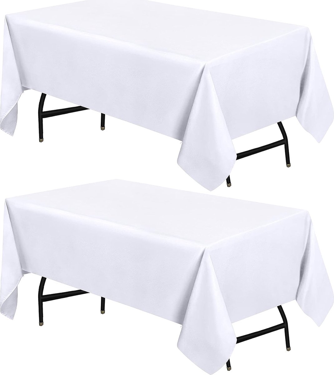Polyester tafelkleed - 52x86 inch (132x218 cm) tafelkleed - machinewasbaar - ideaal voor feesten, evenementen, bruiloften en restaurants (set van 2, wit)