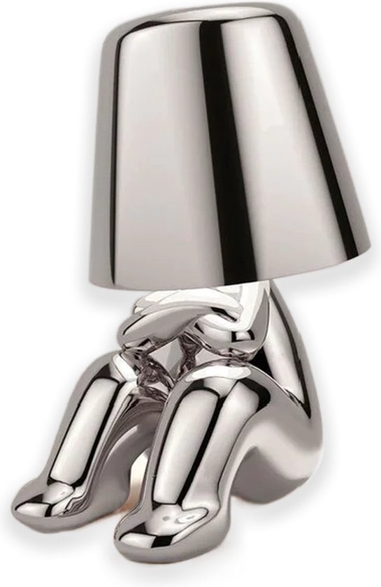 Luxus Bins Brother Tafellamp - Zilver - Mr Which - Gouden mannetje - Design - Decoratieve accessoire - Decoratie woonkamer - Decoratie slaapkamer - Decoratie voor op tafel - Decoratieve tafellamp - Woonaccessoire