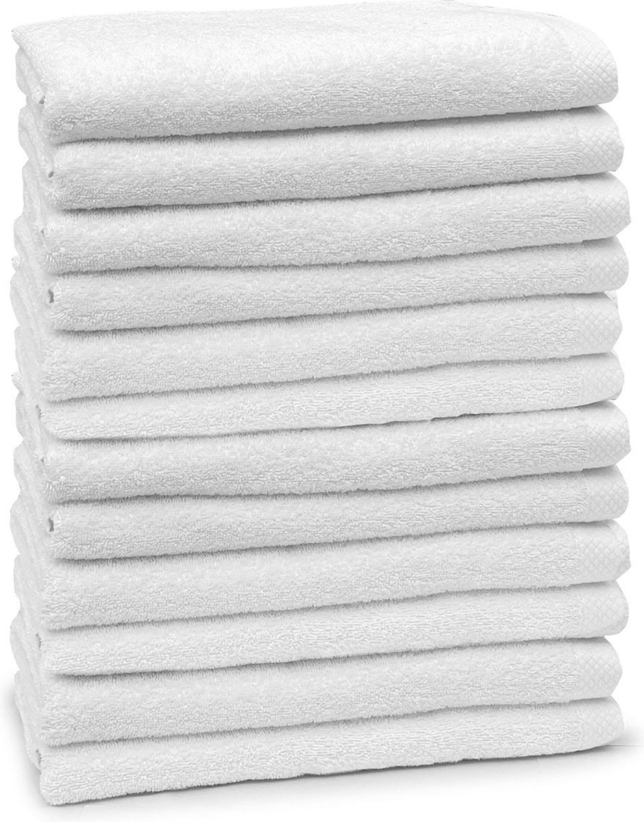 Eleganzzz Handdoeken Set - Set van 12 - Badhanddoeken 70x140cm - Badlakens - Handdoek - 420 gr/m2 - 100% Katoen - white