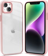 Coverzs telefoonhoesje geschikt voor Apple iPhone 14 solid bumper hoesje - optimale bescherming - mat - transparant / roze