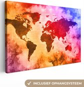Canvas Wereldkaart - 30x20 - Wanddecoratie Wereldkaart - Kleur - Abstract