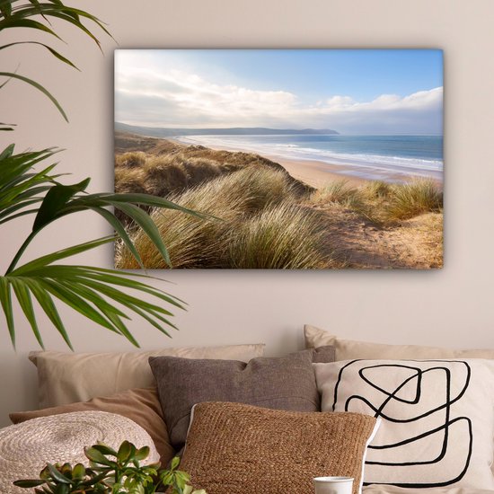 Tableau Toile Dune - Plage - Water - 180x120 cm - Décoration murale XXL