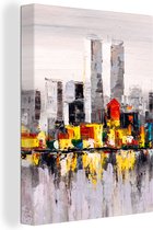 Canvas - Schilderij - Olieverf - Skyline - Abstract - Kunst - 120x160 cm - Woondecoratie - Schilderijen op canvas