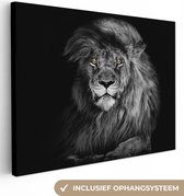 Canvas - Dieren - Leeuw - Ogen - Oranje - Wanddecoratie - 160x120 cm - Foto op canvas - Schilderijen op canvas