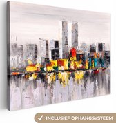 Canvas - Schilderij - Olieverf - Skyline - Abstract - Kunst - 120x90 cm - Woondecoratie - Schilderijen op canvas