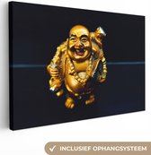 Canvasdoek - Foto op canvas - Woonkamer decoratie - Buddha - Goud - Religie - Boeddha beeld - Luxe - 90x60 cm