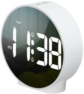 LED-gespiegelde digitale wekker met groot display Automatisch dimmen Alarm Snooze-functie Desktop Elektronische klok Slaapkamer Home Office Decor – koop de beste producten in de online winkel