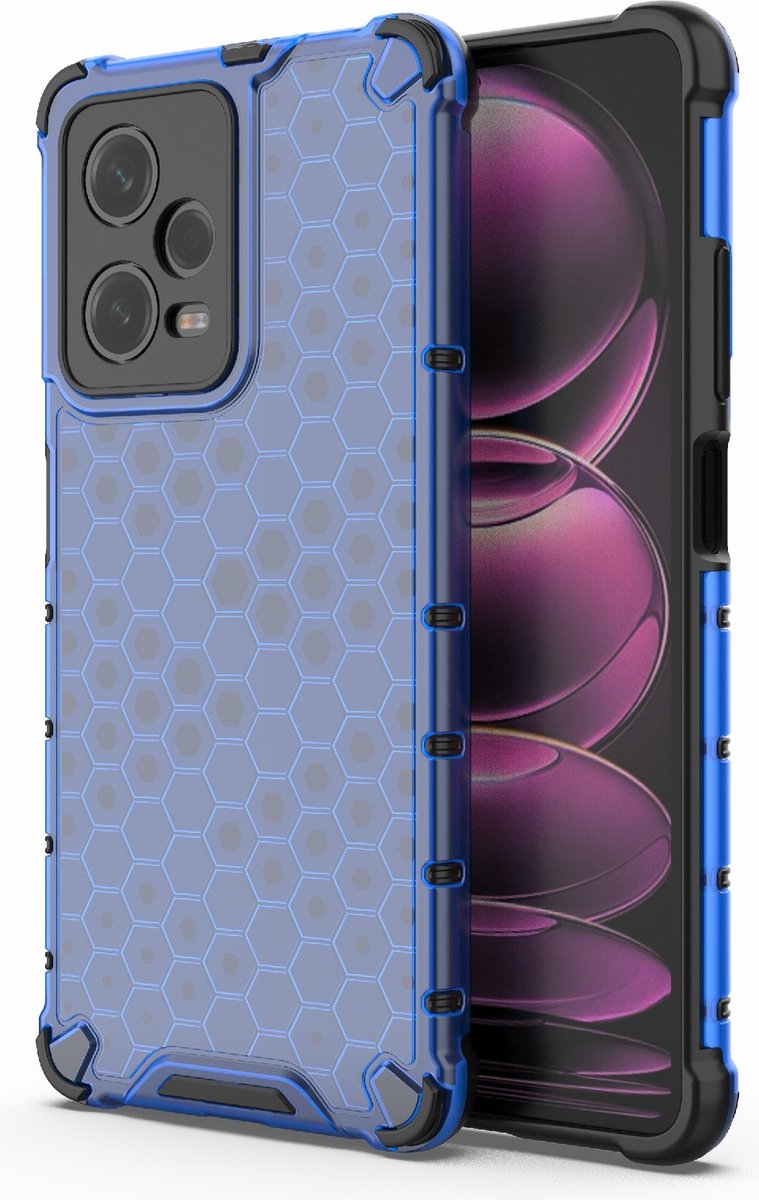 Mobigear Hoesje geschikt voor POCO X5 Pro Telefoonhoesje Hardcase | Mobigear Honeycomb Backcover Shockproof | Schokbestendig X5 Pro Telefoonhoesje | Anti Shock Proof - Blauw