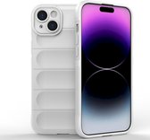 Mobigear Hoesje geschikt voor Apple iPhone 15 Plus Telefoonhoesje Flexibel TPU | Mobigear Bumpy Backcover | iPhone 15 Plus Case | Back Cover - Wit