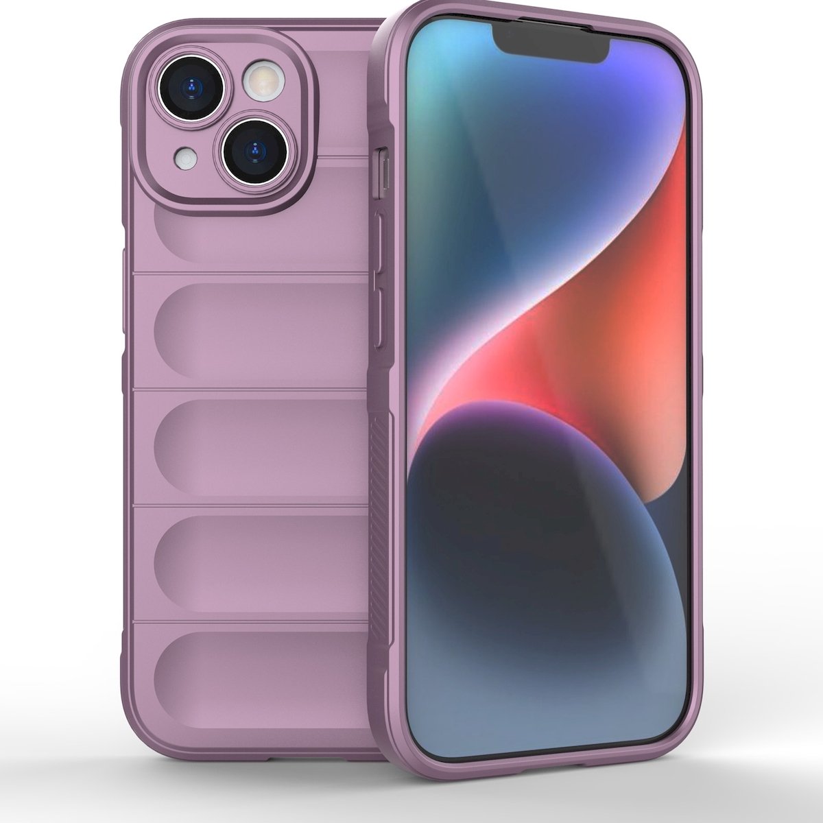 Mobigear Hoesje geschikt voor Apple iPhone 15 Telefoonhoesje Flexibel TPU | Mobigear Bumpy Backcover | iPhone 15 Case | Back Cover - Paars