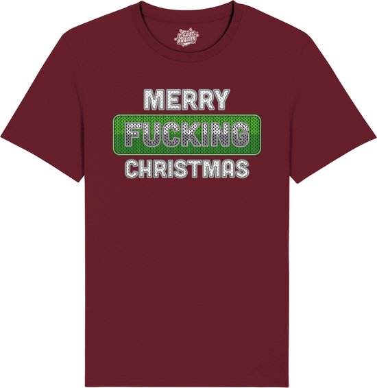 Merry F*cking Christmas - Foute Kersttrui Kerstcadeau - Dames / Heren / Unisex Kleding - Grappige Kerst Outfit - T-Shirt - Unisex - Burgundy - Maat S