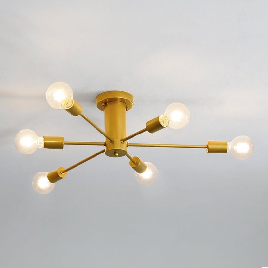 AUA Lustre Plafonnier Industriel, 5 lumières E27 Éclairage de Plafond en  Metal, Or Plafonnier, Retro Lampe de Plafond pour Salon Cuisine Salle à  Manger Chambre : : Luminaires et Éclairage