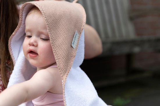 Baby's Only Baby badcape - Omslagdoek - Handdoek met capuchon Classic - Blush - 75x85 cm - Badstof van Baby's Only — afbeelding 2