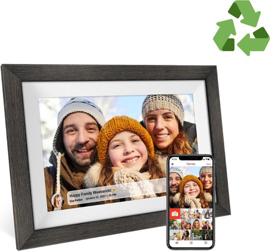 Frameo Digitale fotolijst, wifi, 32 GB, 10,1 inch, 1280 x 800 IPS... FRAMEO Digitale Fotolijst, 32 GB WiFi 10,1 Inch Digitale... Frameo digitale fotolijst met App en WiFi