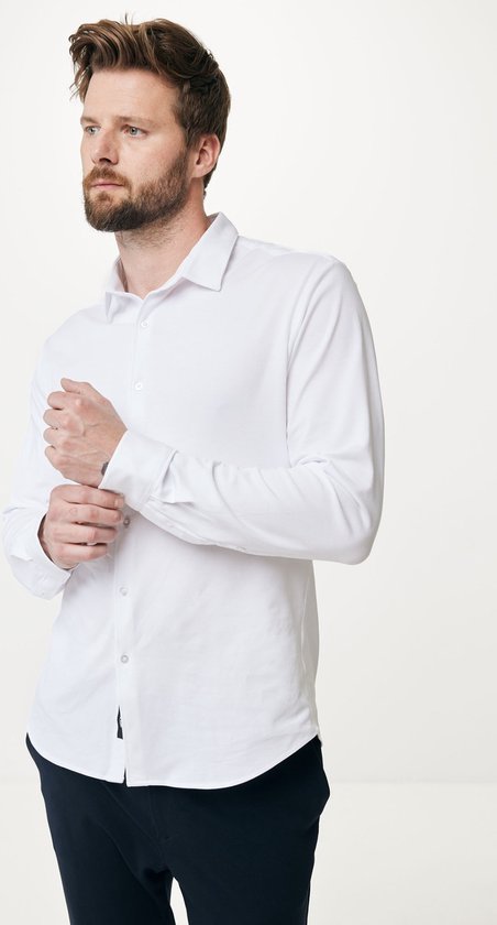 PAUL Basic Lange Mouwen Jersey Shirt Mannen - Wit - Maat S