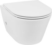 Saqu Wash 2.0 Randloos Hangtoilet - met Warm/koud Water Bidetkraan en Toiletbril - Wit - WC Pot - Toiletpot - Hangend Toilet