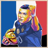 Kylian Mbappe voetbal poster | posters Mbappe Frankrijk vlag | 50 x 50 cm | bekende voetballers