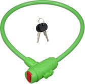 Relaxdays kinderfietsslot - dun kabelslot - lichtgewicht fietsslot met sleutels - kinderen - groen