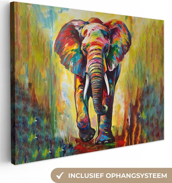 Tableau sur toile éléphant coloré 80x60 - Accessoires de décoration de  chambre... | bol