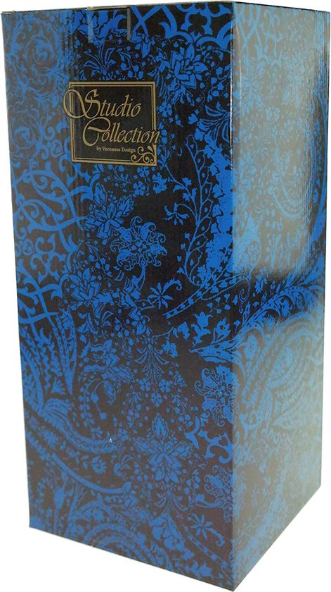Justitia Romeinse Godin van Rechtvaardigheid - Veronese Design - Bronskleurig beeld - Hoogte 33cm - Vrouwe Justitia van Veronese Design met blauw doorschijnende jurk -