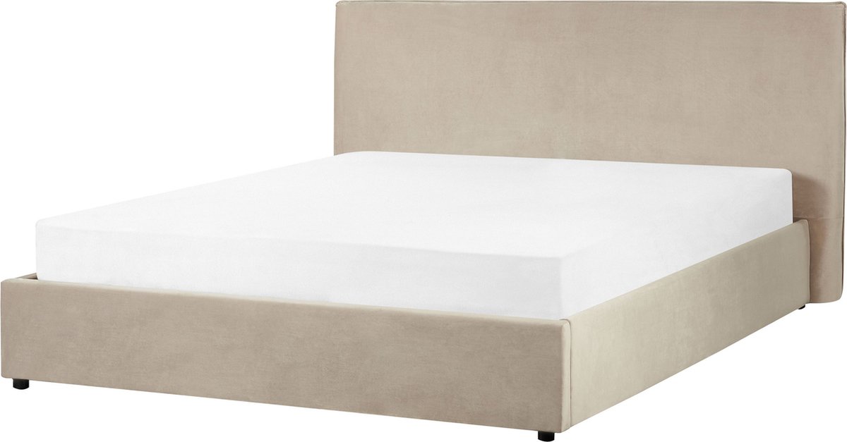 BELIANI LAVAUR - Bed met opbergruimte - Taupe - 160 x 200 cm - Fluweel