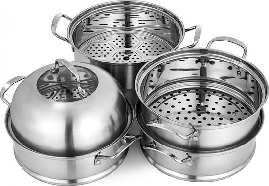 Mantowarka Cuiseur Vapeur Inox 304 5 Couches 30cm Avec Couvercle Verre