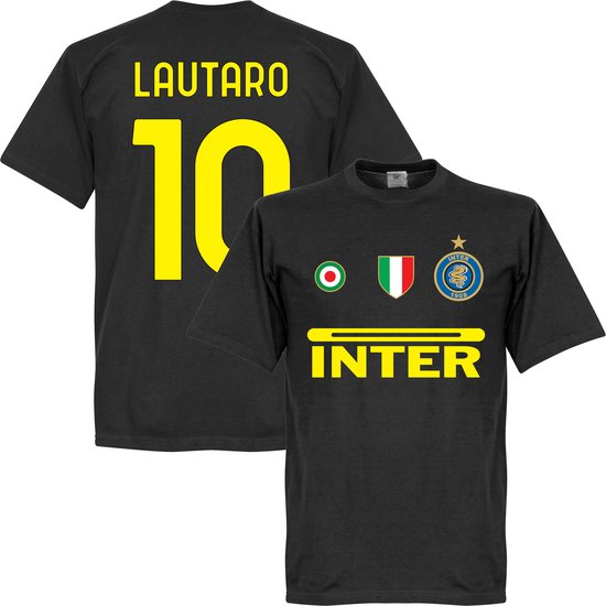 Inter Lautaro 10 Team T-Shirt - Zwart - 5XL