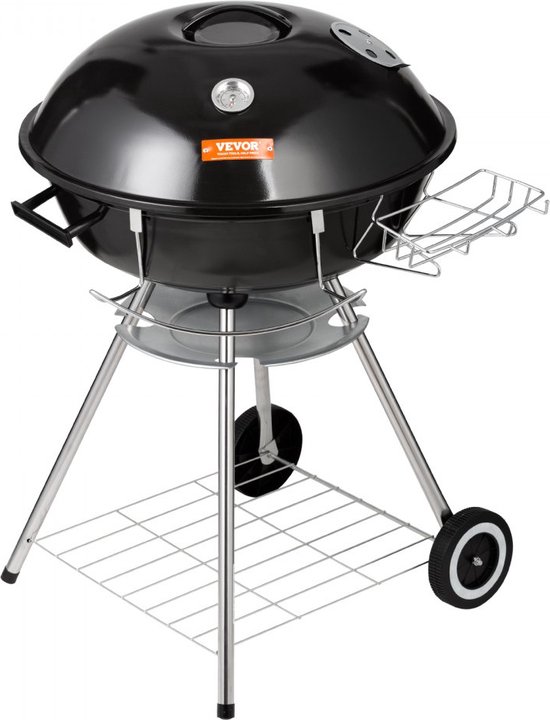 Kettle houtskoolgrill kogelgrill 56 cm draagbaar, barbecue kogelgrill met deksel, heerlijke BBQ, picknickgrill met groot grilloppervlak, houtskool, zwart, 63 x 82 x 88 cm houtskool ronde grill reizen