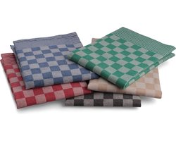 Luxe theedoeken Set - 36 stuks - 50x70 - 4 kleuren - blokpatroon - geblokt - horeca ruit