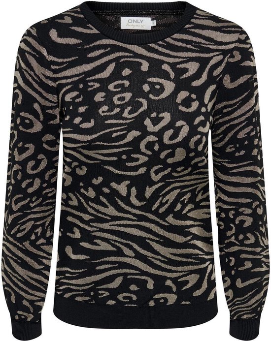 Only Trui Onlbelle Ls O-neck Knt 15306986 Black/frosted Al Dames Maat - S