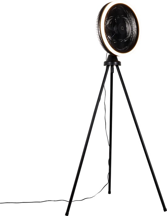 QAZQA meric - Dimbare LED Vloerlamp | Staande Lamp - 1 lichts - Ø 68 cm - Zwart - Woonkamer | Slaapkamer | Keuken