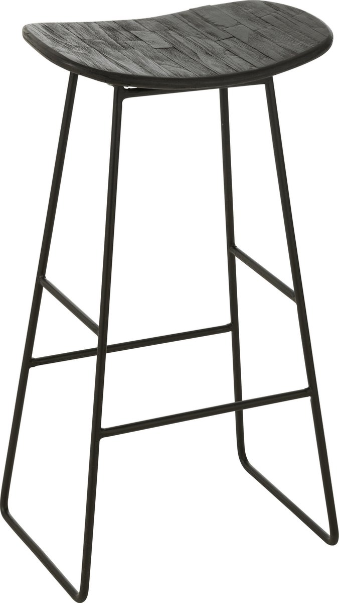 J-Line barkruk Rechthoekig - metaal - zwart - large