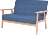 Bol.com The Living Store Sofa 2-zits - Blauw - 113.5x67x73.5cm - Comfortabele zitbank met houten frame aanbieding