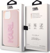 iPhone 15 Plus Backcase hoesje - Karl Lagerfeld - Effen Roze - TPU (Zacht)
