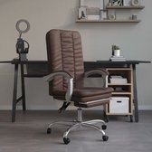 The Living Store Chaise de bureau réglable en simili cuir marron - 63x56x(110,5-120) cm - Durable - Rotative à 360 degrés