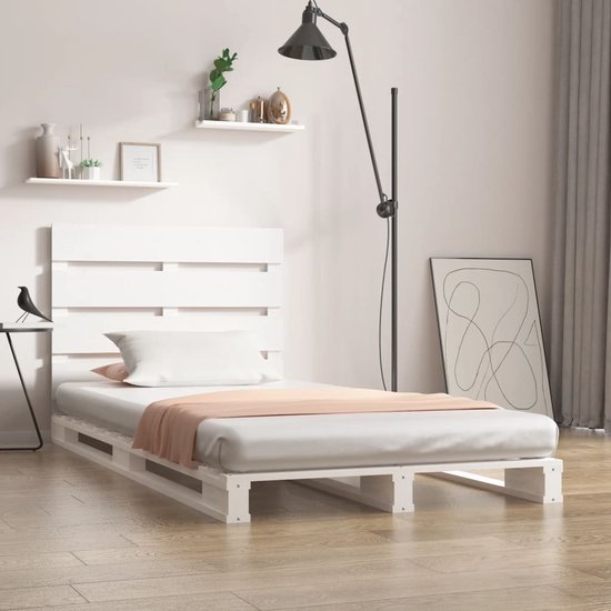 The Living Store Klassiek houten bed - 190x75x80cm - Massief grenenhout - Wit - Matras niet inbegrepen