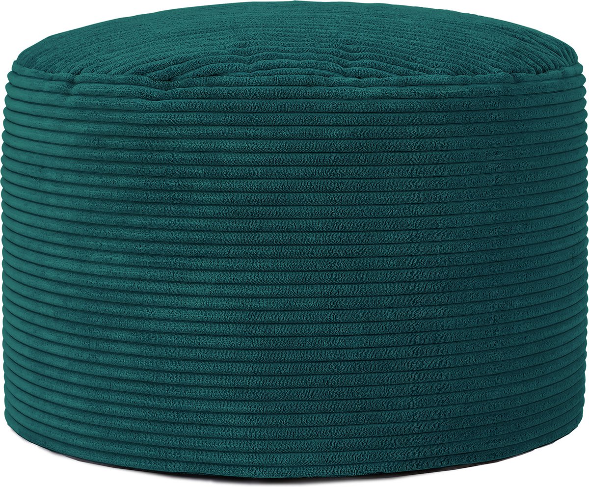 icon - Milano Poef - Ronde Zitzak Hocker - Ribfluweel - Blauwgroen