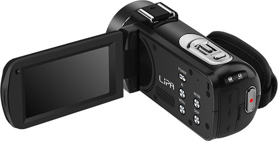 LIPA HDV-Z63 camcorder - Videocamera - Digitale camera - Wifi camera - Vlog camera - CMOS lens - Met Wifi - Phone Remote - 16x Zoom - Externe aansluiting microfoon & statief - Met SD-kaart 32 GB