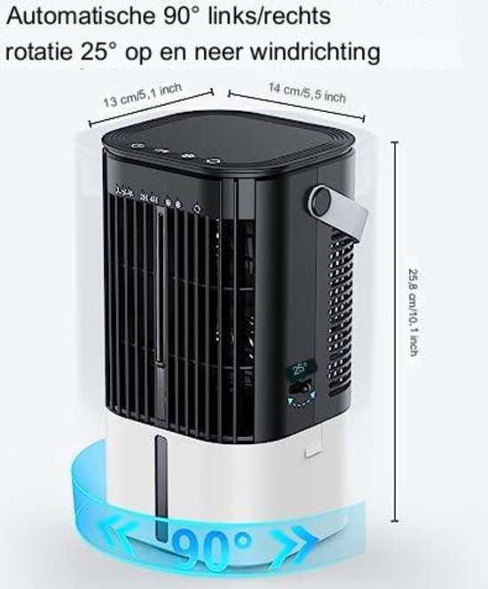 Lifetime Air Air Cooler with Cooling Elements - Fan, Humidifier and Air Cooler - Mobile Air Conditioner without Hose - Air Cooler 55dB - Remote Control and Timer - Water Tank 4L