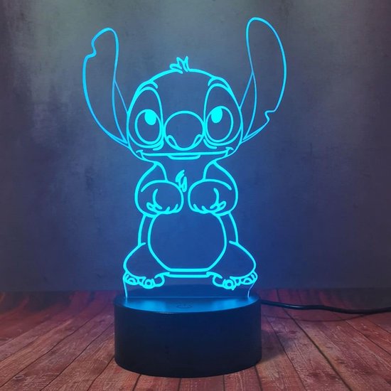 Lilo & Stitch 3D LED Tafellamp - 16 Kleuren Gradient - Afstandsbediening - Perfect voor Kinderen - Geschenk voor Anime Fans